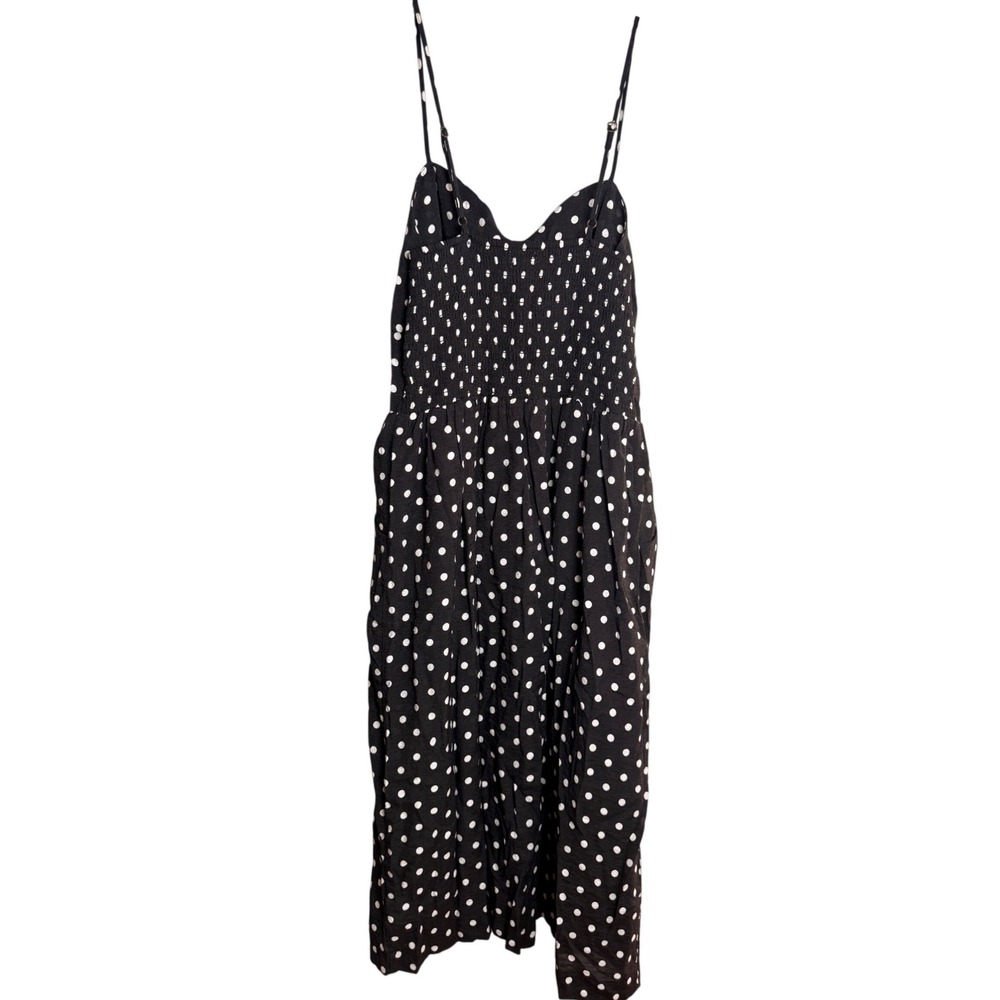 Xhilaration Polka Dot Dress Womens M Black Rayon Nylon Sun Dress Midi Retro - Picture 4 of 8
